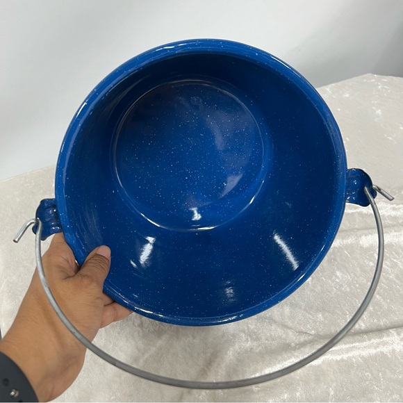 Vintage Enamelware Camping Pot blue white speckled Sierra cinsa - Picture 6 of 10